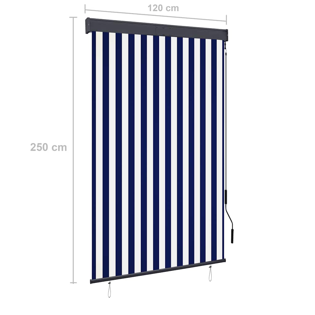 Tenda a Rullo per Esterni 120x250 cm Blu e Bianca 145961