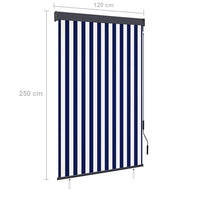 Tenda a Rullo per Esterni 120x250 cm Blu e Bianca 145961