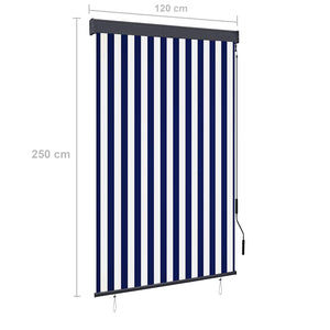 Tenda a Rullo per Esterni 120x250 cm Blu e Bianca 145961