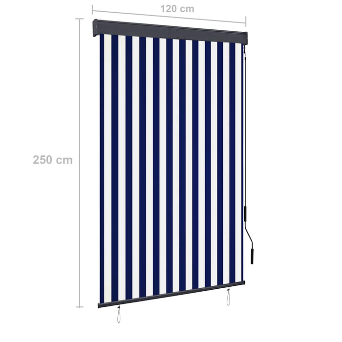 Tenda a Rullo per Esterni 120x250 cm Blu e Bianca 145961