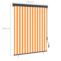 Tenda a Rullo per Esterni 140x250 cm Bianco e Arancione 145969