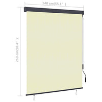 Tenda a Rullo per Esterni 140x250 cm Crema 145971