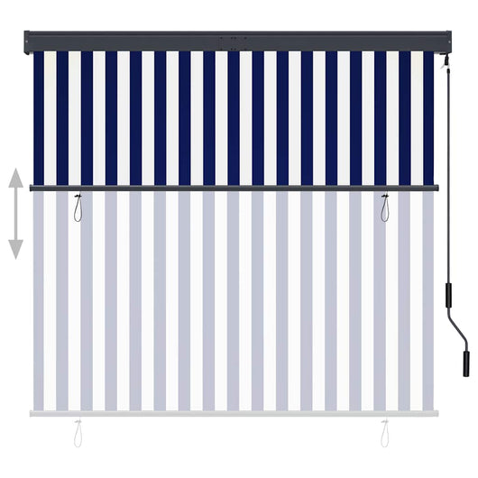 Tenda a Rullo per Esterni 160x250 cm Blu e Bianca 145973