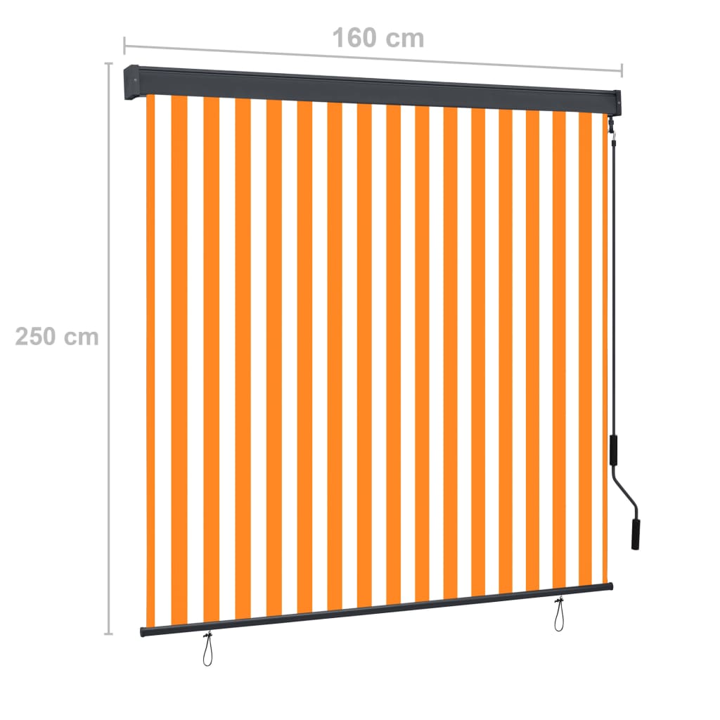 Tenda a Rullo per Esterni 160x250 cm Bianca e Arancione 145975