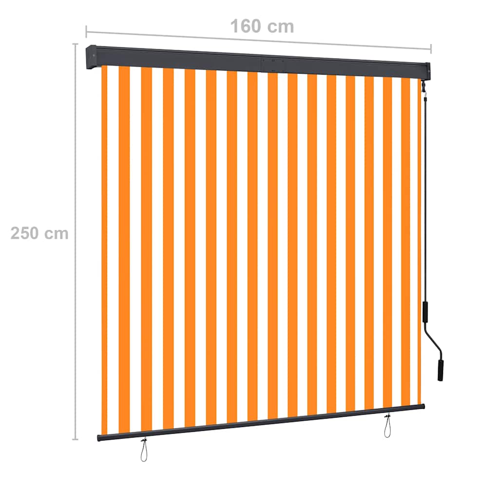 Tenda a Rullo per Esterni 160x250 cm Bianca e Arancione 145975