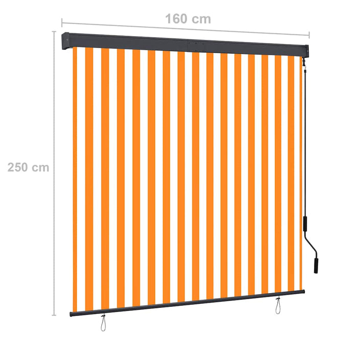 Tenda a Rullo per Esterni 160x250 cm Bianca e Arancione 145975