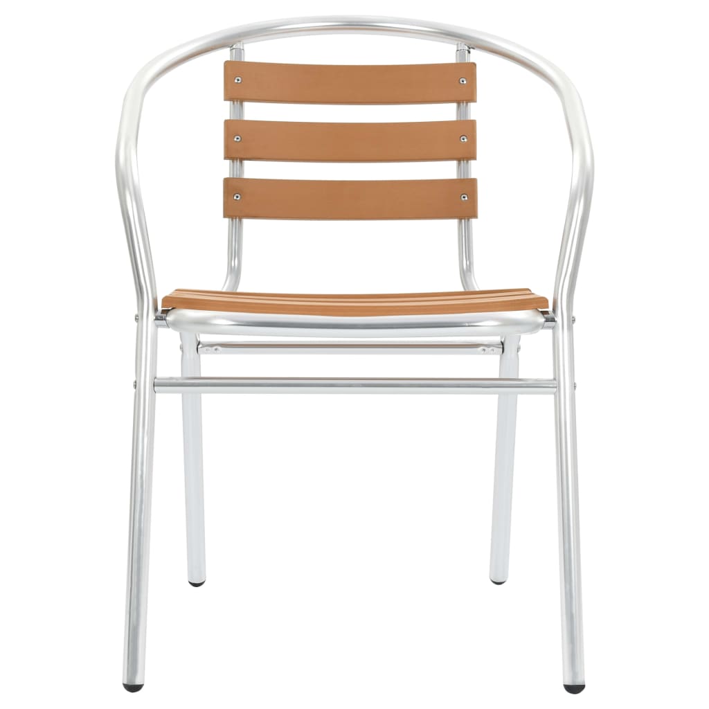 Sedie Impilabili da Giardino 4 pz in Alluminio e WPC Argento 48710