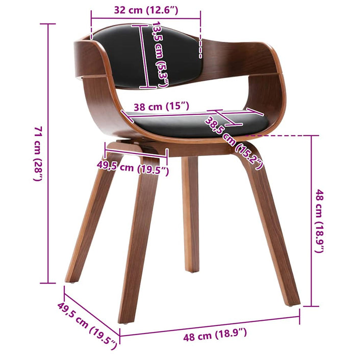 Sedie da Pranzo 2 pz in Legno Piegato e Similpelle cod mxl 31505