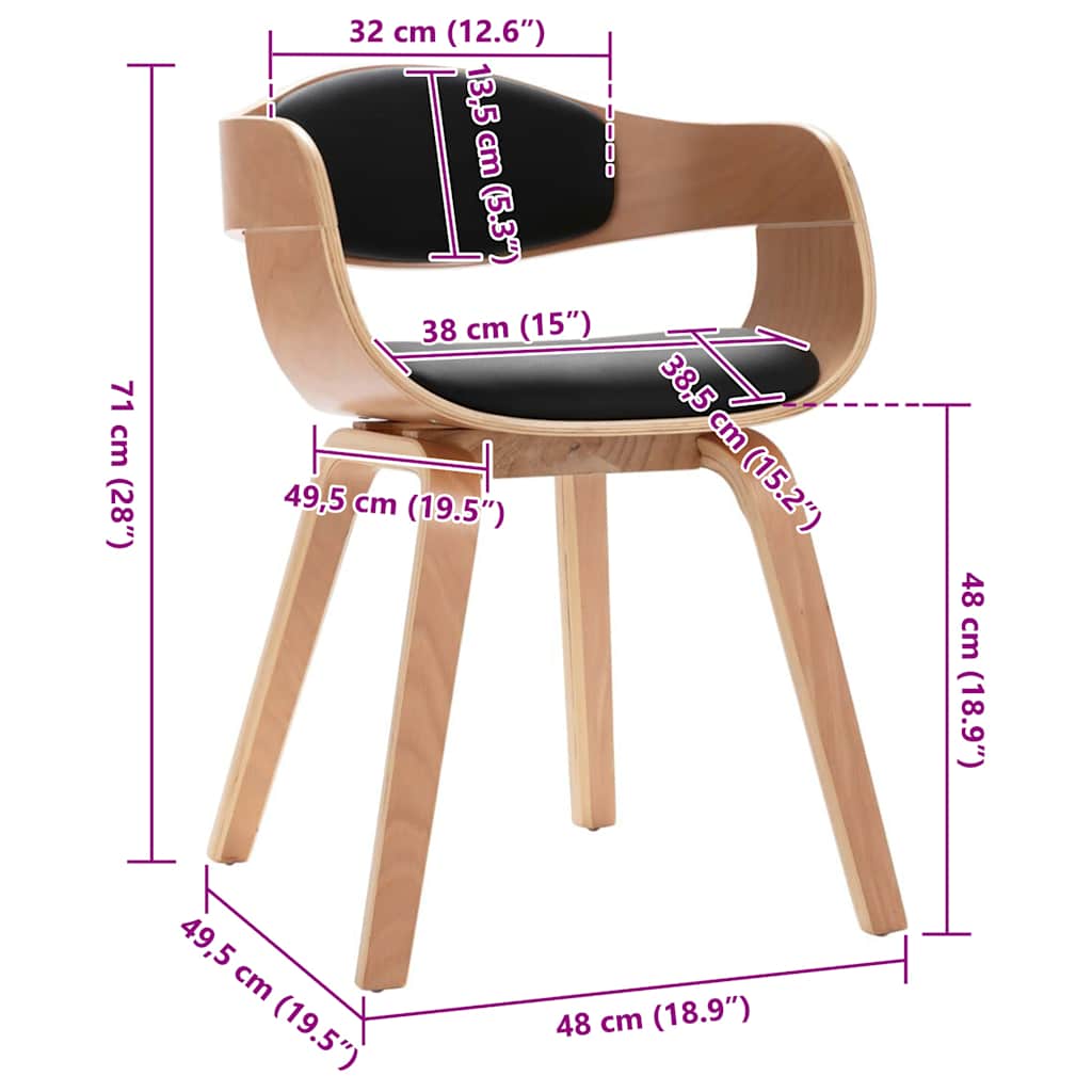 Sedie da Pranzo 2 pz in Legno Piegato e Similpelle cod mxl 17011