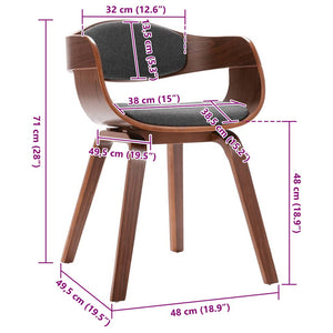 Sedie da Pranzo 2 pz Grigie in Legno Piegato e Tessuto Grigio cod mxl 24688