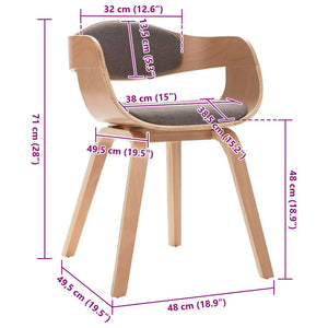 Sedie da Pranzo 2 pz Grigie in Legno Piegato e Tessuto Talpa