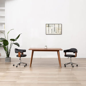 Sedia da Pranzo Girevole Nera in Legno Ricurvo e Similpelle cod mxl 17224