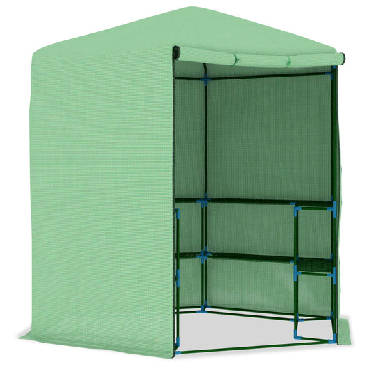 Serra tenda riparo piante fiori ortaggi con ripiani in acciaio 227 x 223 cm verde 02_0044649