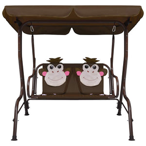 Dondolo a Panchina per Bambini Marrone 115x75x110 cm in Tessuto 48097