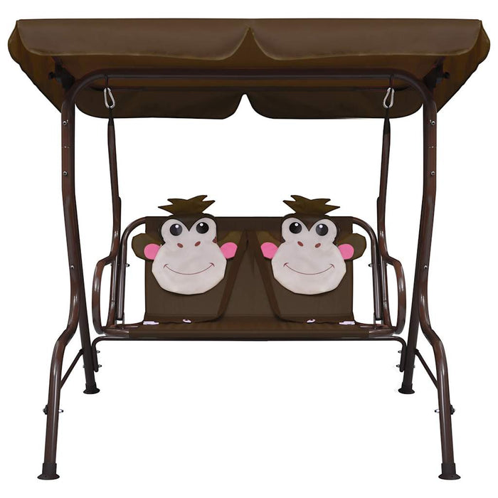 Dondolo a Panchina per Bambini Marrone 115x75x110 cm in Tessuto 48097