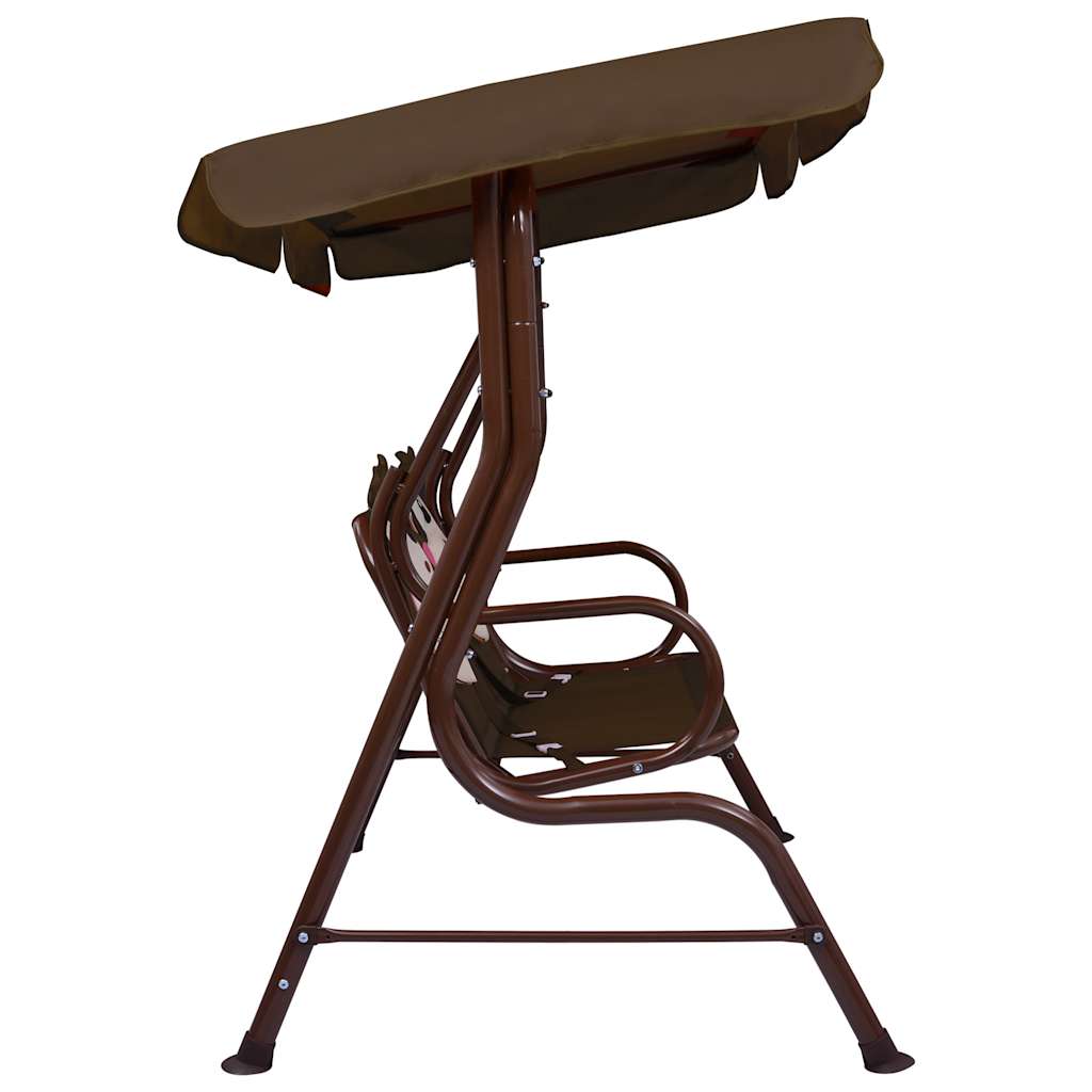 Dondolo a Panchina per Bambini Marrone 115x75x110 cm in Tessuto 48097