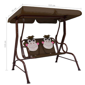 Dondolo a Panchina per Bambini Marrone 115x75x110 cm in Tessuto 48097