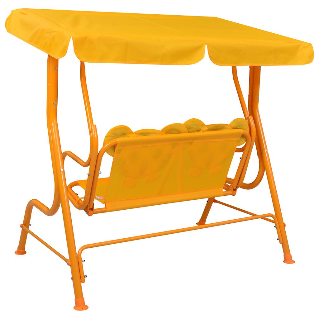 Dondolo a Panchina per Bambini Giallo 115x75x110 cm in Tessuto 48098