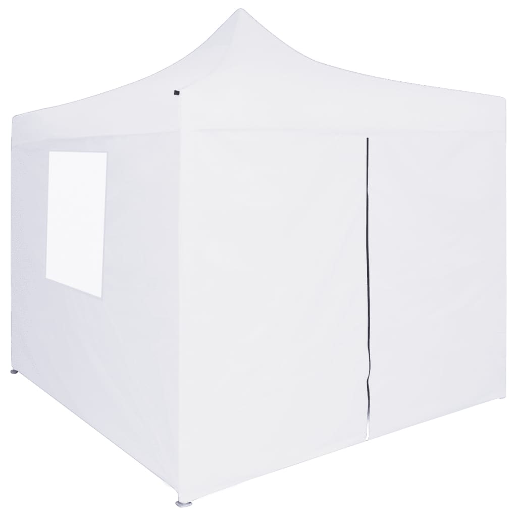 Gazebo Professionale Pieghevole 4 Pareti 3x3 m Acciaio Bianco 48861
