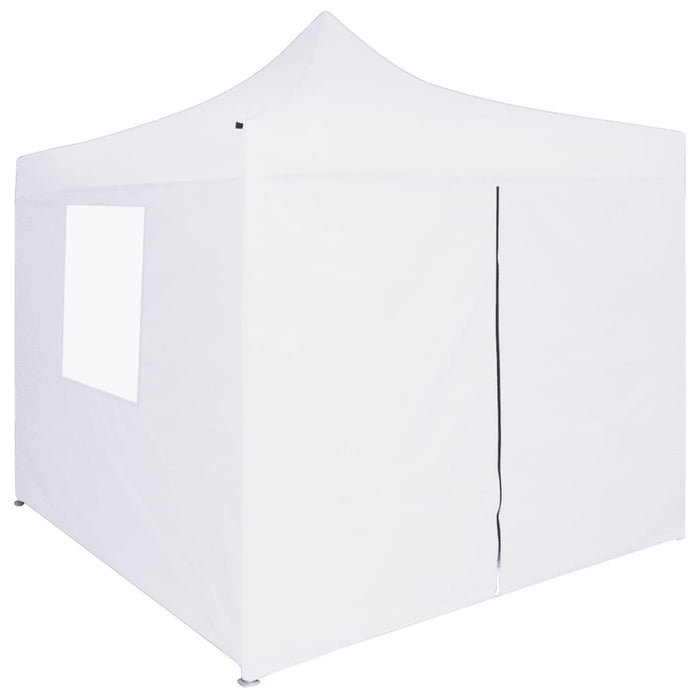 Gazebo Professionale Pieghevole 4 Pareti 3x3 m Acciaio Bianco 48861