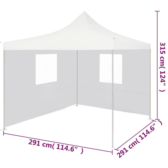 Gazebo Professionale Pieghevole 2 Pareti 3x3 m Acciaio Bianco