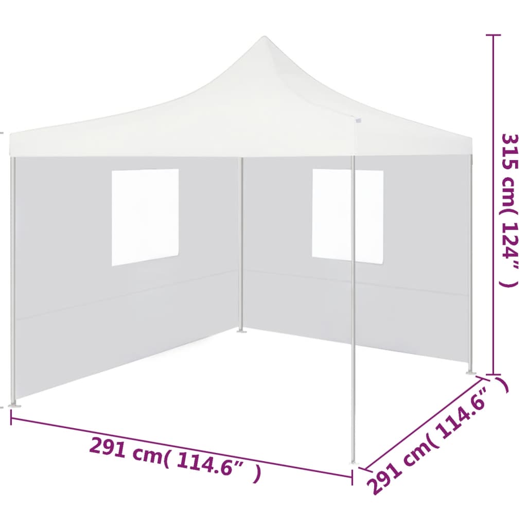 Gazebo Professionale Pieghevole 2 Pareti 3x3 m Acciaio Bianco 48862