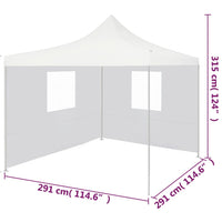 Gazebo Professionale Pieghevole 2 Pareti 3x3 m Acciaio Bianco 48862