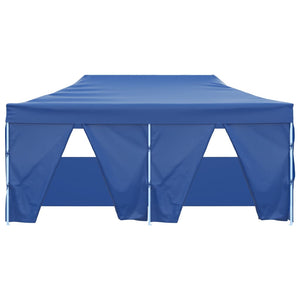 Gazebo Pieghevole con 4 Pareti 3x6m Acciaio Blu 48865