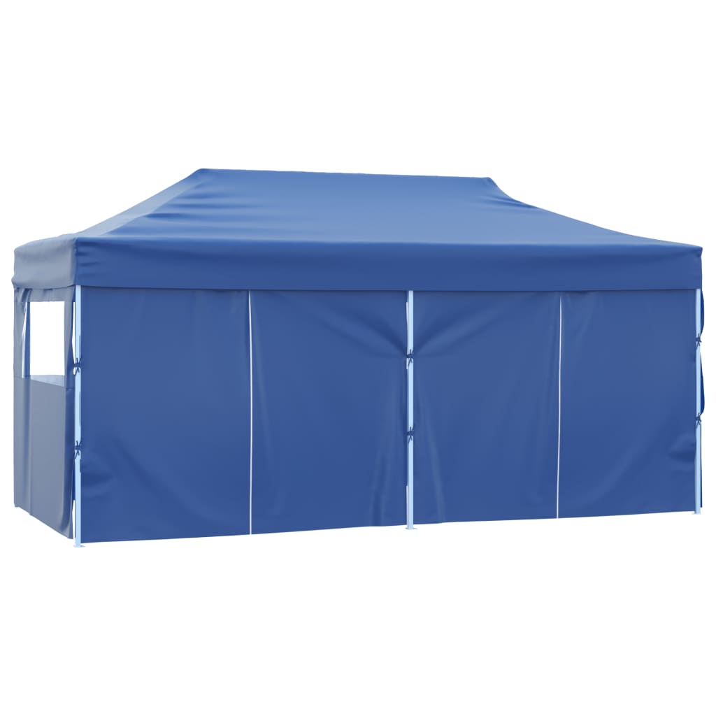 Gazebo Pieghevole con 4 Pareti 3x6m Acciaio Blu 48865
