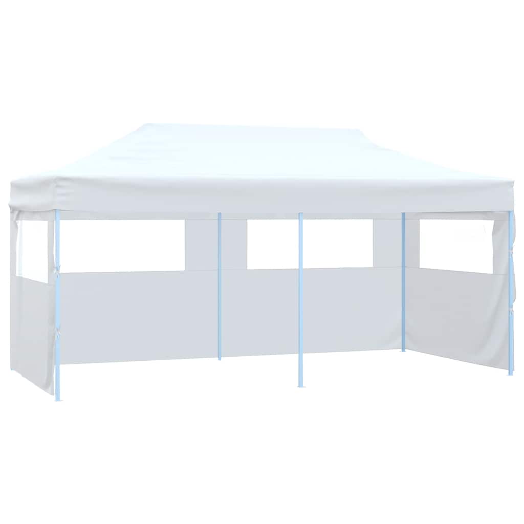 Gazebo Pieghevole con 4 Pareti 3x6 m Acciaio Bianco