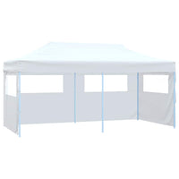 Gazebo Pieghevole con 4 Pareti 3x6 m Acciaio Bianco