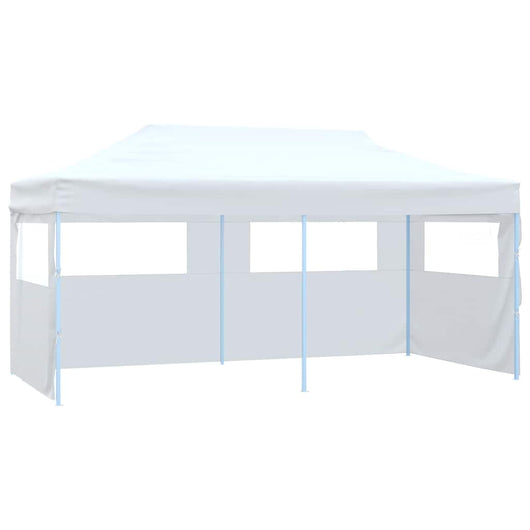 Gazebo Pieghevole con 4 Pareti 3x6 m Acciaio Bianco