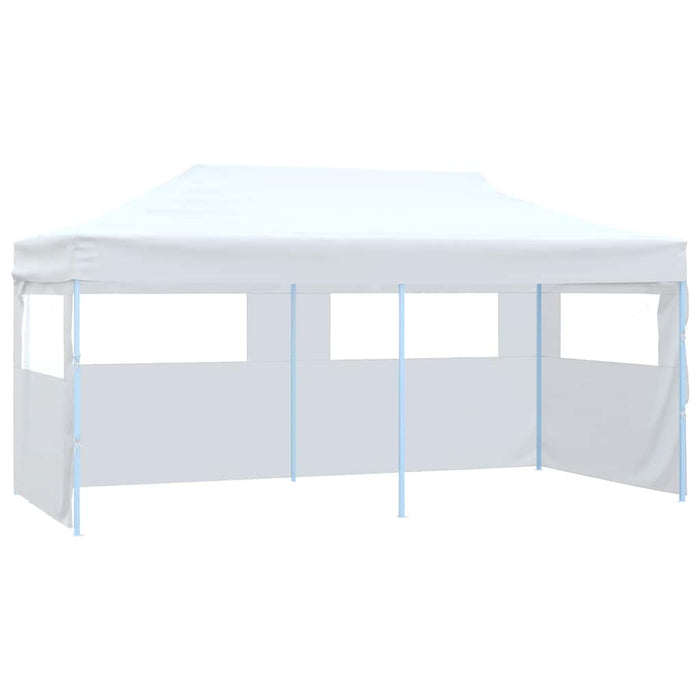 Gazebo Pieghevole con 4 Pareti 3x6 m Acciaio Bianco