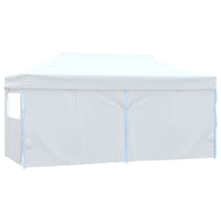 Gazebo Pieghevole con 4 Pareti 3x6 m Acciaio Bianco