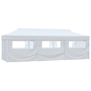 Tenda Pieghevole Pop-Up con 8 Pareti Laterali 3x9 m Bianca cod mxl 67865
