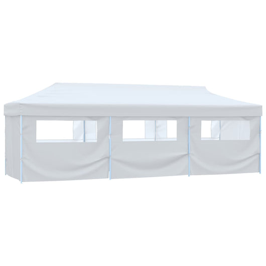 Tenda Pieghevole Pop-Up con 8 Pareti Laterali 3x9 m Bianca cod mxl 67865