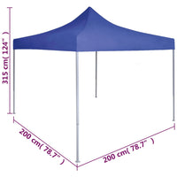 Gazebo Professionale Pieghevole 2x2 m in Acciaio Blu