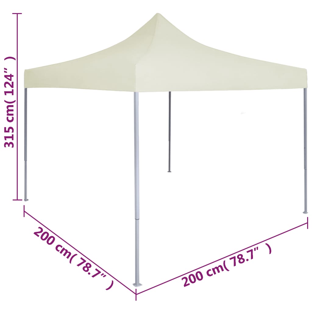 Gazebo Professionale Pieghevole 2x2 m in Acciaio Crema