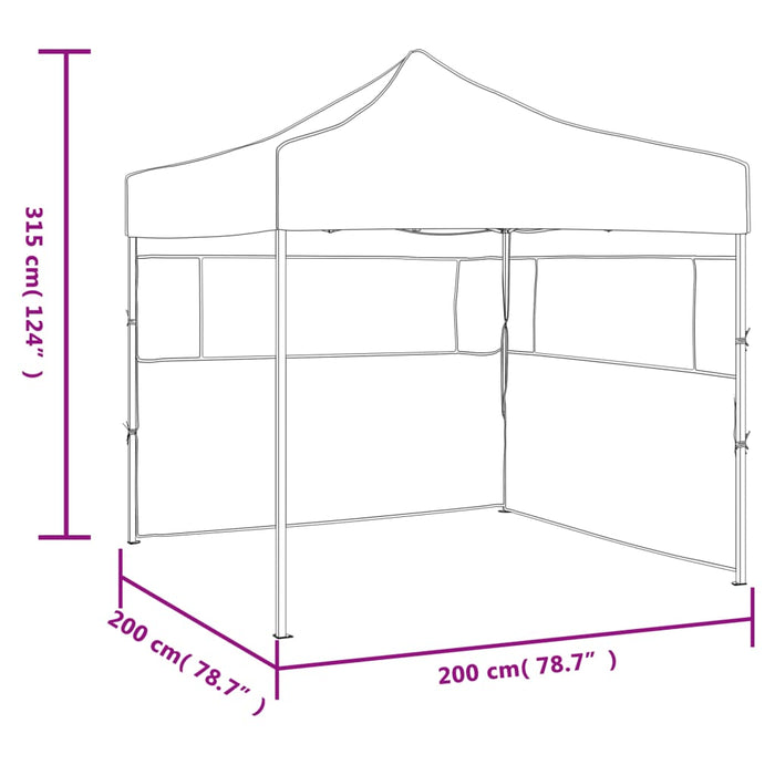 Gazebo Professionale Pieghevole con 2 Pareti 2x2m Acciaio Crema
