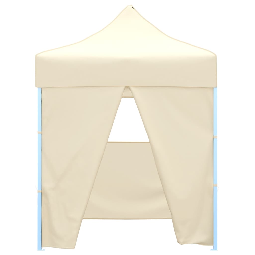Gazebo Professionale Pieghevole con 4 Pareti 2x2m Acciaio Crema