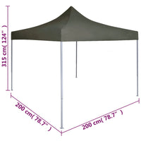Gazebo Professionale Pieghevole 2x2m in Acciaio Antracite 48883