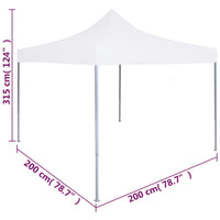 Gazebo Professionale Pieghevole 2x2m in Acciaio Bianco