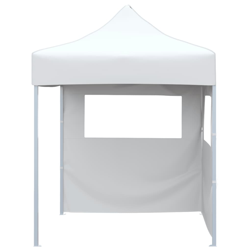 Gazebo Pieghevole Professionale 2 Pareti 2x2m Acciaio Bianco 48887