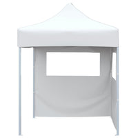 Gazebo Pieghevole Professionale 2 Pareti 2x2m Acciaio Bianco 48887