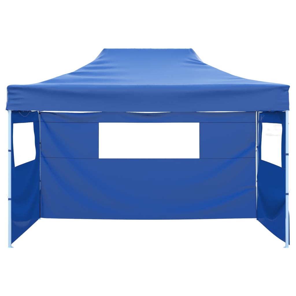 Gazebo Professionale Pieghevole con 3 Pareti 3x4m Acciaio Blu 48890