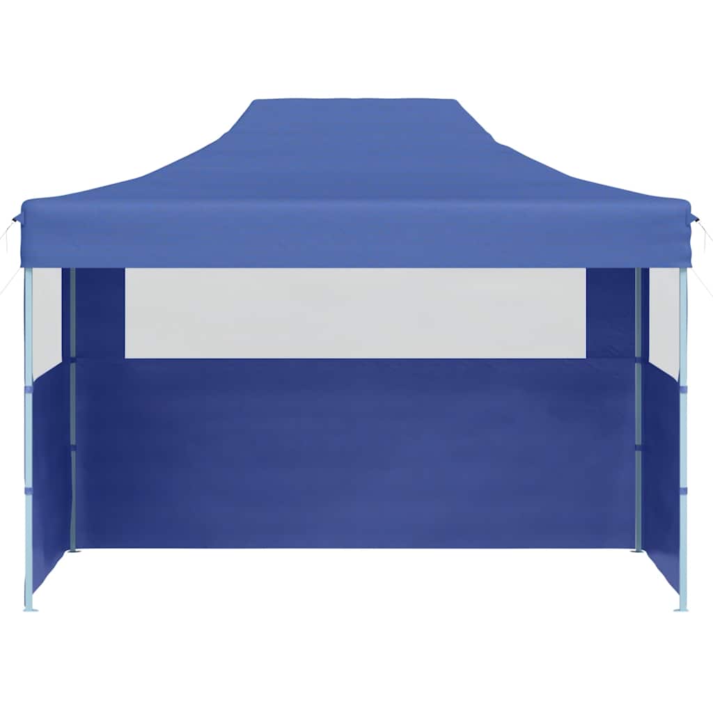 Gazebo Professionale Pieghevole con 3 Pareti 3x4m Acciaio Blu 48890