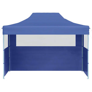 Gazebo Professionale Pieghevole con 3 Pareti 3x4m Acciaio Blu 48890