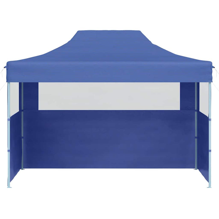 Gazebo Professionale Pieghevole con 3 Pareti 3x4m Acciaio Blu 48890