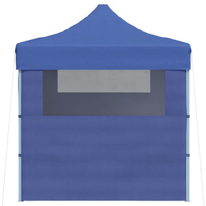 Gazebo Professionale Pieghevole con 3 Pareti 3x4m Acciaio Blu 48890