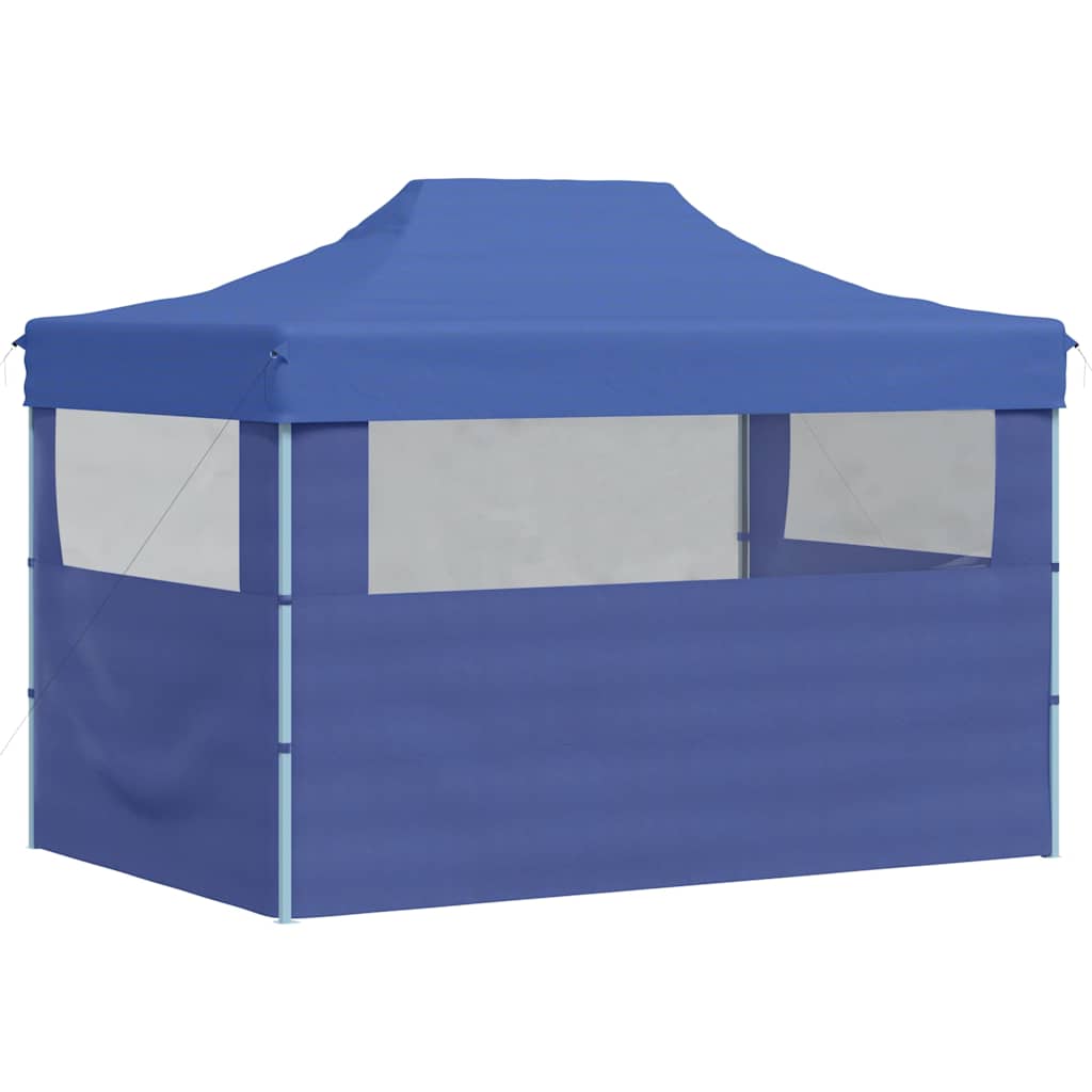 Gazebo Professionale Pieghevole con 3 Pareti 3x4m Acciaio Blu 48890